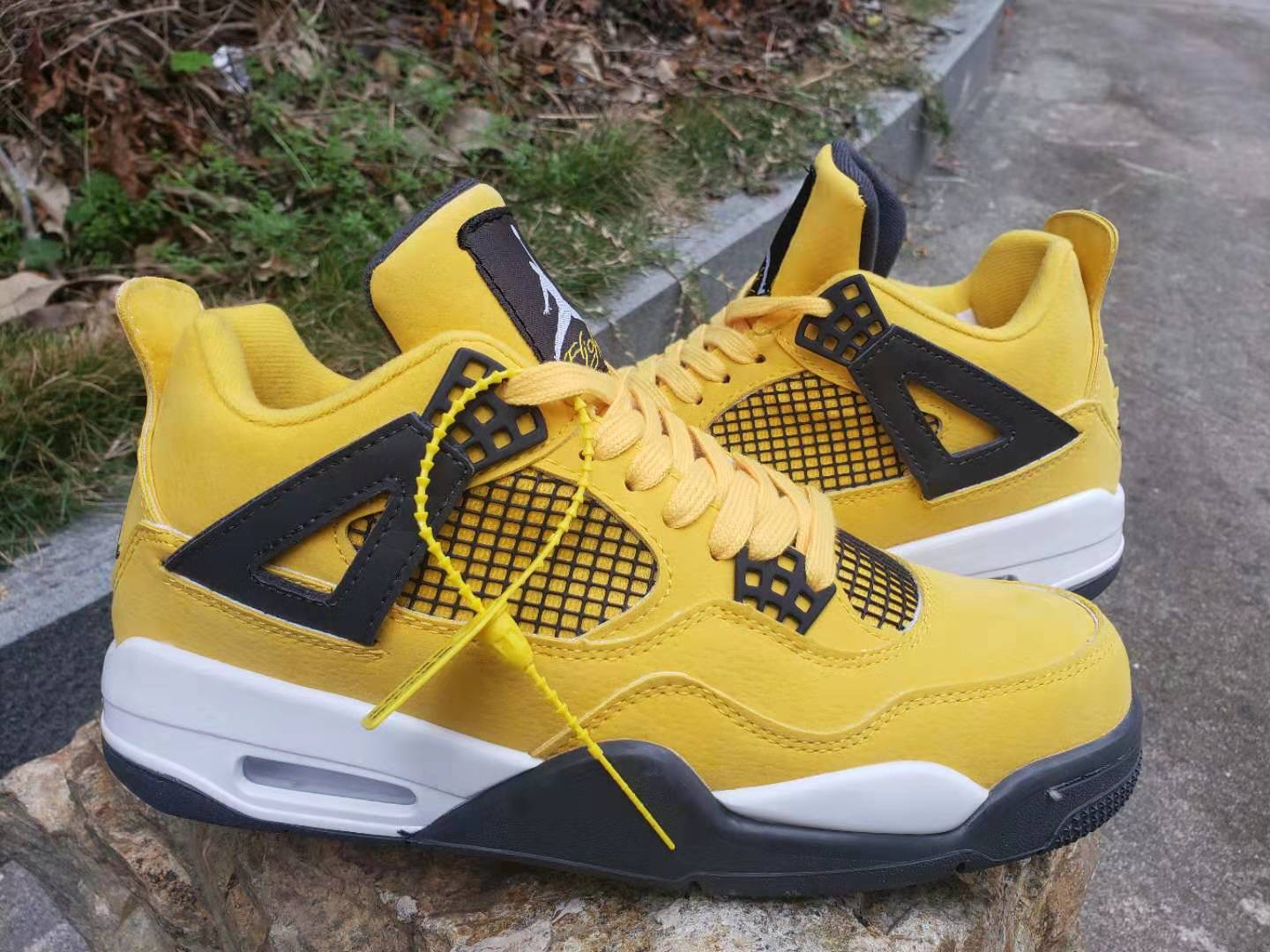 2019 Air Jordan 4 Retro Yellow Black Shoes